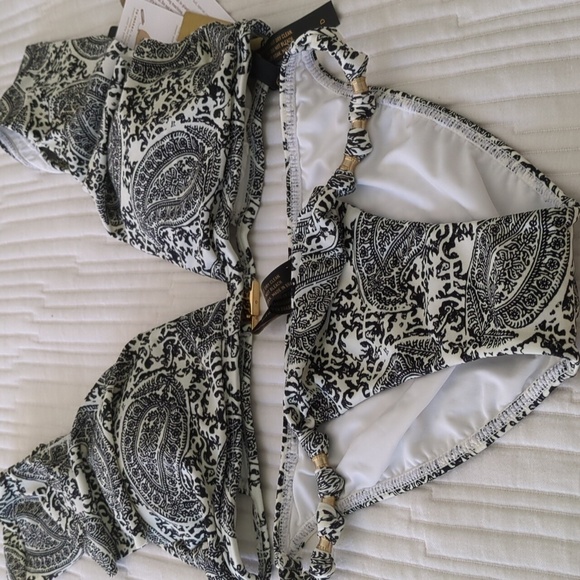 Vix Paula Hermanny Other - Vix Paula Hermanny Matching bikini set Romantic White Black Print With Gold